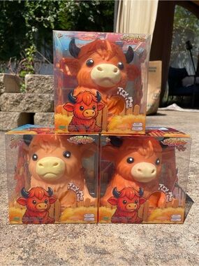 3 Pack - Limited PPNC Highland Cow Squeezable Squishy Bundle NEW!